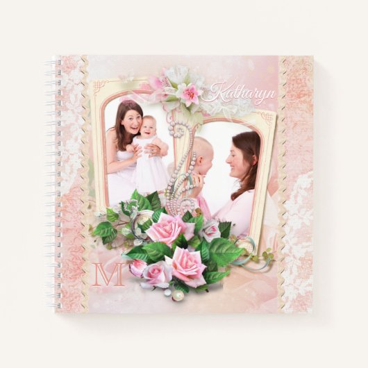 Rose am Muttertag Pearls Vintag Foto Rahmen Notizblock (Vorderseite)