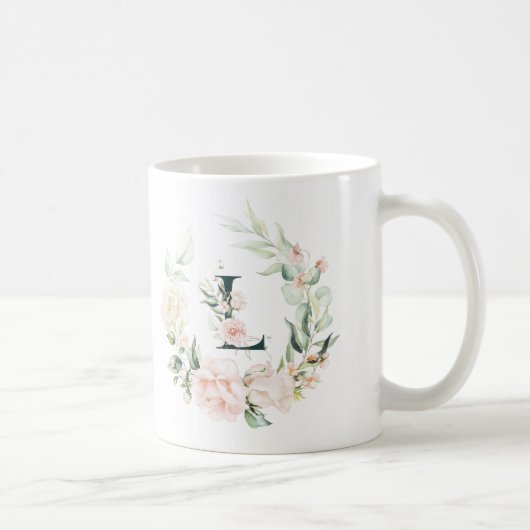 Rose an Pasteten haben Blumenmonogramm Kaffeetasse (Rechts)