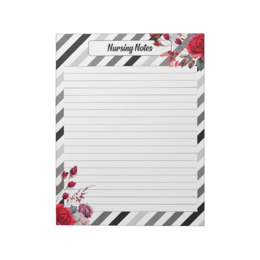 Rose an Streifen_ Krankenakten Notizblock (Rotiert)