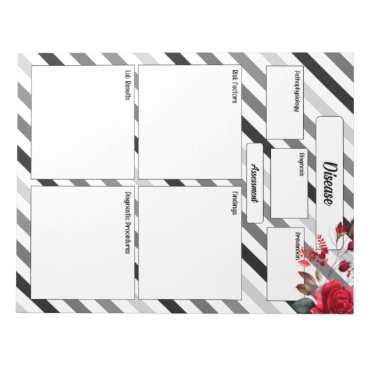 Rose an Streifen _ Krankheitstest 1 Notizblock (Vorderseite)