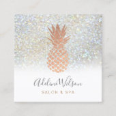 Rose Ananas auf IMITATEN Glitzer Quadratische Visitenkarte (Vorderseite)