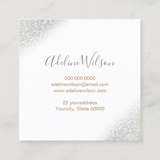 Rose Ananas auf IMITATEN Glitzer Quadratische Visitenkarte (Rückseite)