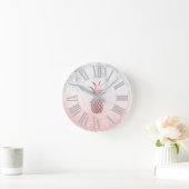 Rose Ananas+Schnee Bokeh+Marmor Runde Wanduhr (Zuhause)