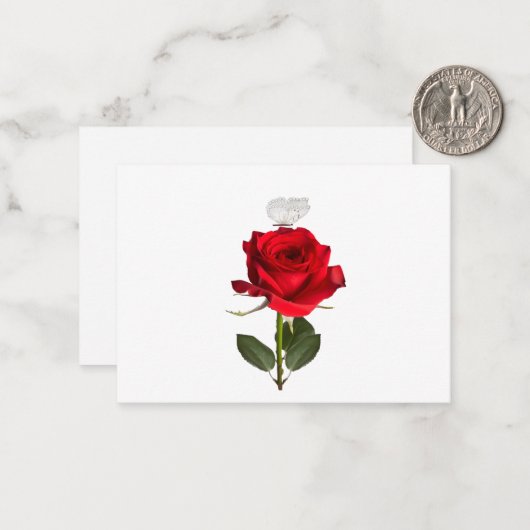 Rose And Butterfly Note Cards Mitteilungskarte (Vorderseite/Rückseite Beispiel)