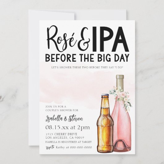 Rosé and IPA Couple's Shower Invitation Einladung (Vorderseite)