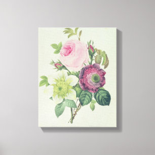 Rose, Anemone und Clematide Leinwanddruck