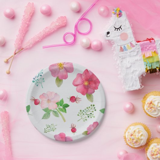 Rose Angesagt Gartenmuster Pappteller (Party)