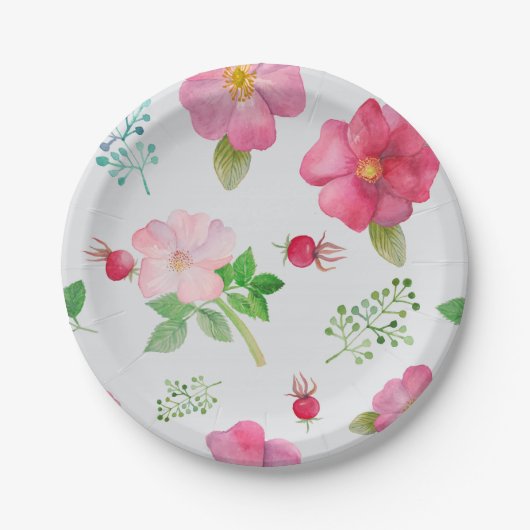 Rose Angesagt Gartenmuster Pappteller (Vorderseite)