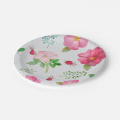 Rose Angesagt Gartenmuster Pappteller (Schrägansicht)