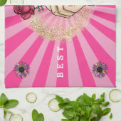 Rose Anpassen Eleganter Blumenrosa-Glitzer Geschirrtuch (Gefaltet)