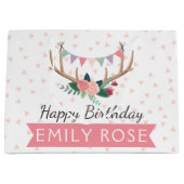 Rose Antlers & Party Jagd Mädchen Geburtstag Große Geschenktüte (Vorderseite)