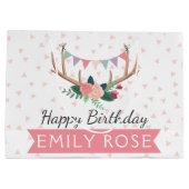 Rose Antlers & Party Jagd Mädchen Geburtstag Große Geschenktüte (Rückseite)