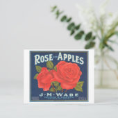 Rose - Äpfel mit Vintager Kiste Postkarte (Stehend Vorderseite)