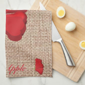 Rose Apple Burlap print Küchentuch (Viertel Falte)
