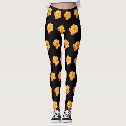 Rose Apricot und Black Leggings (Vorderseite)