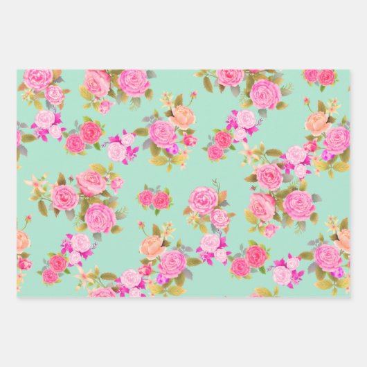 Rose Aquamarin. Umschlagpapier Geschenkpapier Set (Vorderseite 2)