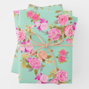 Rose Aquamarin. Umschlagpapier Geschenkpapier Set