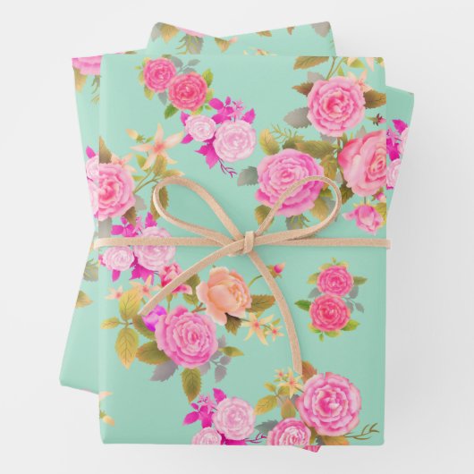 Rose Aquamarin. Umschlagpapier Geschenkpapier Set (Beispiel)