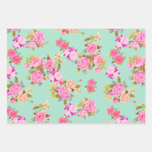 Rose Aquamarin. Umschlagpapier Geschenkpapier Set (Vorderseite)