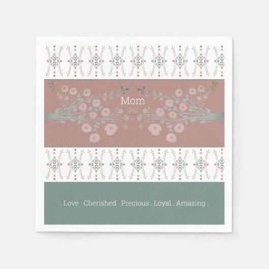 Rose Aquamarin und rosa Serviette (Vorderseite)