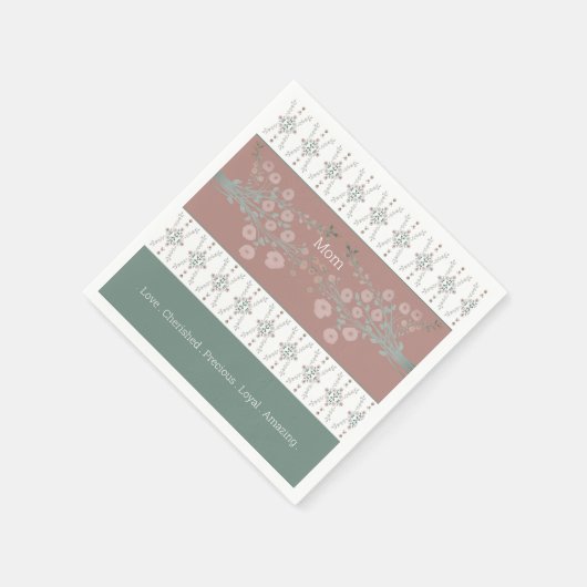 Rose Aquamarin und rosa Serviette (Ecke)