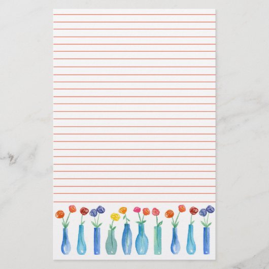 Rose Aquarell Blume Bouquets Orange Linde Briefpapier (Vorderseite)