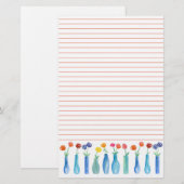 Rose Aquarell Blume Bouquets Orange Linde Briefpapier (Vorne/Hinten)