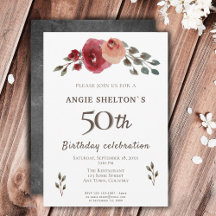 Rose Aquarell Blume Floral 50. Geburtstag