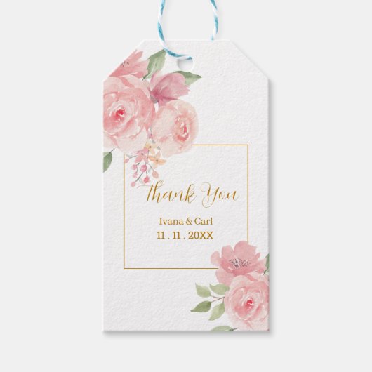 ROSE Aquarell Blume Geschenkanhänger (Vorderseite)