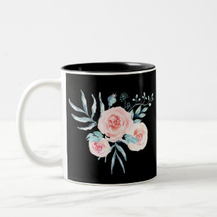 Rose Aquarell / Blumen Zweifarbige Tasse