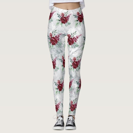 Rose Aquarell Frauen Leggings (Vorderseite)