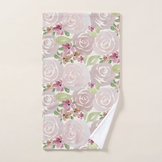 Rose Aquarell gemustert Badhandtuch Set (Handtuch)