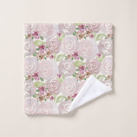 Rose Aquarell gemustert Badhandtuch Set (Waschlappen)