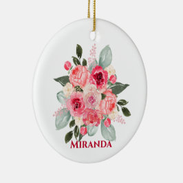 Rose Aquarell Keramik Ornament