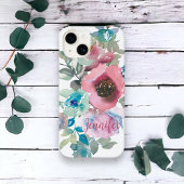 Rose Aquarellblume Rosa Tusty Blue Individuelle Na Case-Mate iPhone Hülle