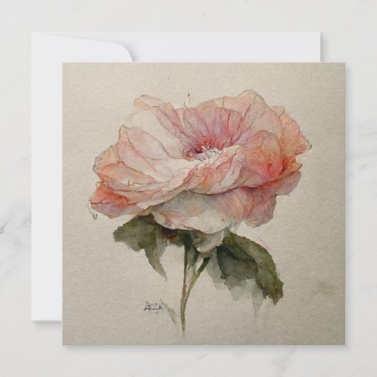 Rose Aquarelle Watercolor Rose Painting Einladung (Vorderseite)