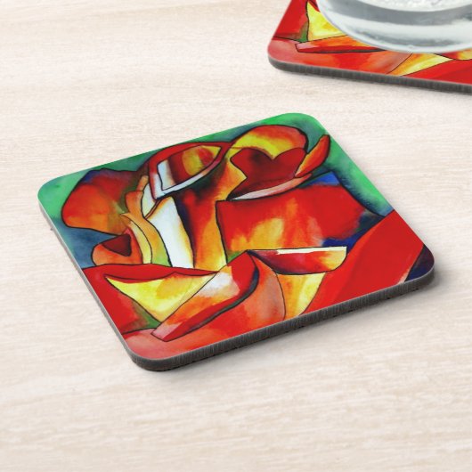 Rose Aquarellkunst Getränkeuntersetzer (Linke Seite)