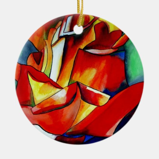 Rose Aquarellkunst Keramikornament (Vorne)