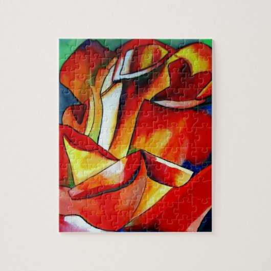 Rose Aquarellkunst Puzzle (Vertikal)