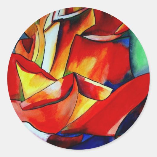 Rose Aquarellkunst Runder Aufkleber (Vorderseite)