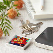 Rose Aquarellkunst Schlüsselanhänger (Seite)