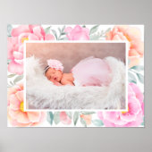 Rose Aquarellmönche Rosa Pfirsichfarbenes Foto Poster (Vorne)