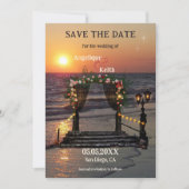 Rose Arbor Beach Sunset QR-Code Save the Date Kart (Vorderseite)