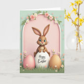 Rose Arch Easter Bunny Card Karte (Gelbe Blume)