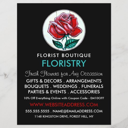 Rose Art, Florist, Werbung in Florenz Flyer (Vorne)