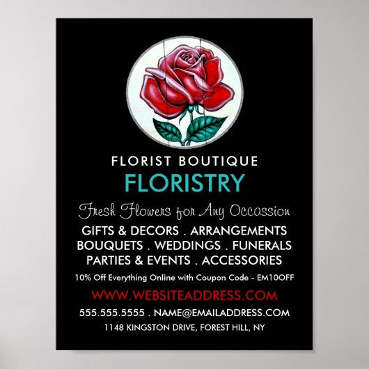 Rose Art, Florist, Werbung in Florenz Poster (Vorne)