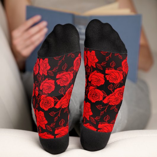 Rose Art Muster Crew Socken (Unterseite)
