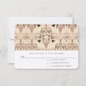 Rose Art Nouveau Hummingbirds Wedding RSVP Ca Karte (Vorderseite)