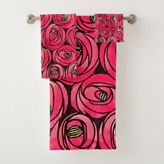 Rose Art Nouveau Rennie Macintosh Grafik Badhandtuch Set (Insitu)