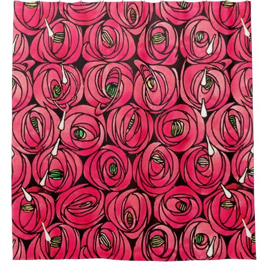 Rose Art Nouveau Rennie Macintosh Grafik Duschvorhang (Vorderseite)